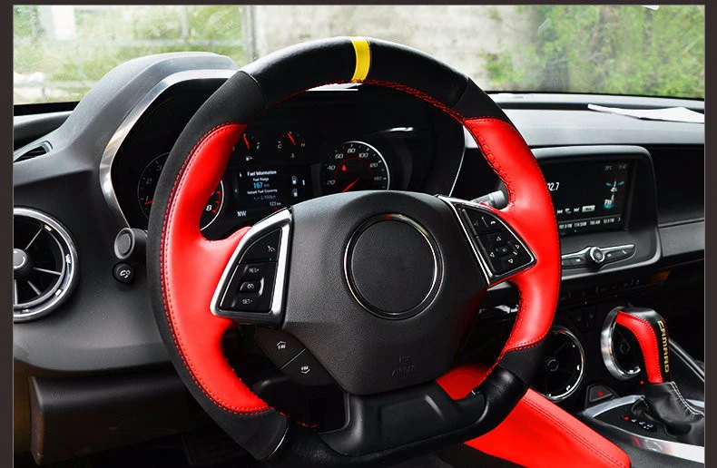 AOSRRUN Кожаные чехлы на руль, автомобильные аксессуары для Chevrolet Camaro, шестое поколение,-настоящее время