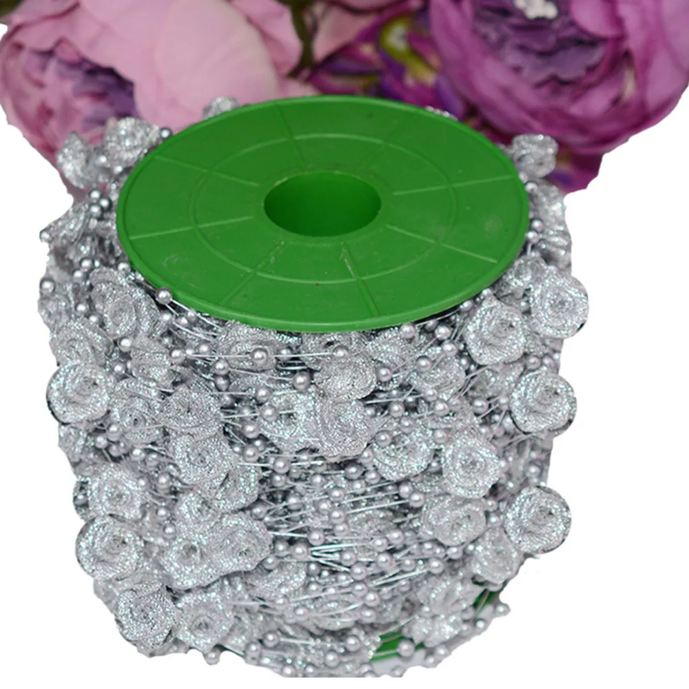 Красный розовый леска искусственный жемчуг цветок бусы цепочка гирлянда для