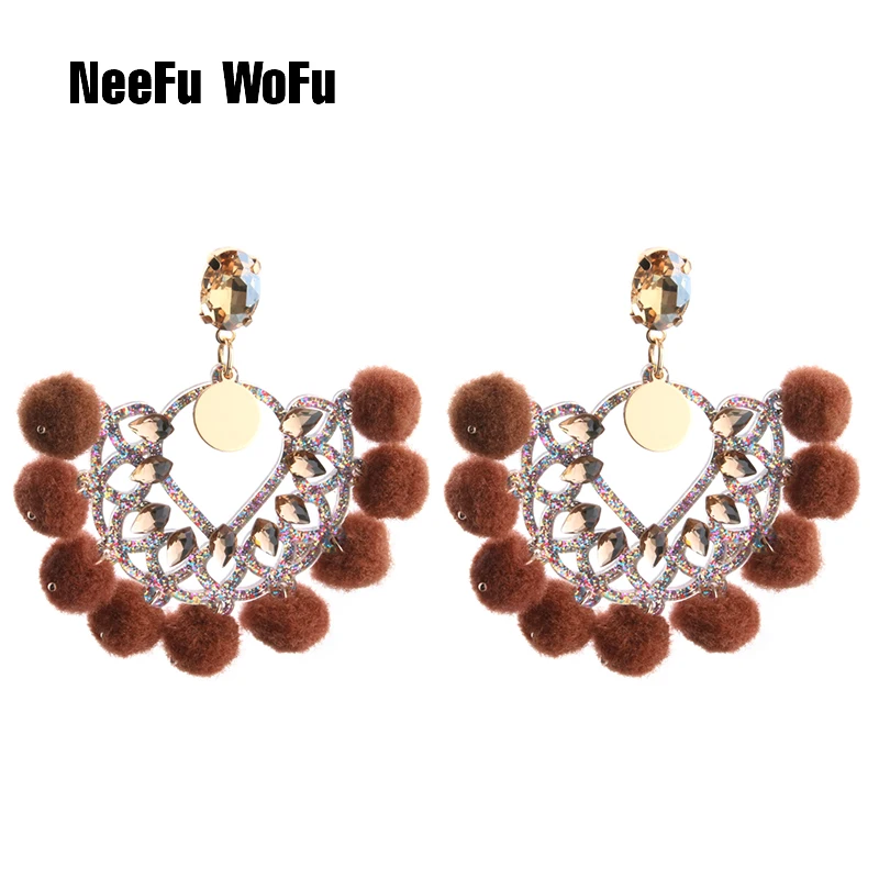 NeeFu WoFu новые серьги из смолы большие для волос хрустальные длинные аксессуары