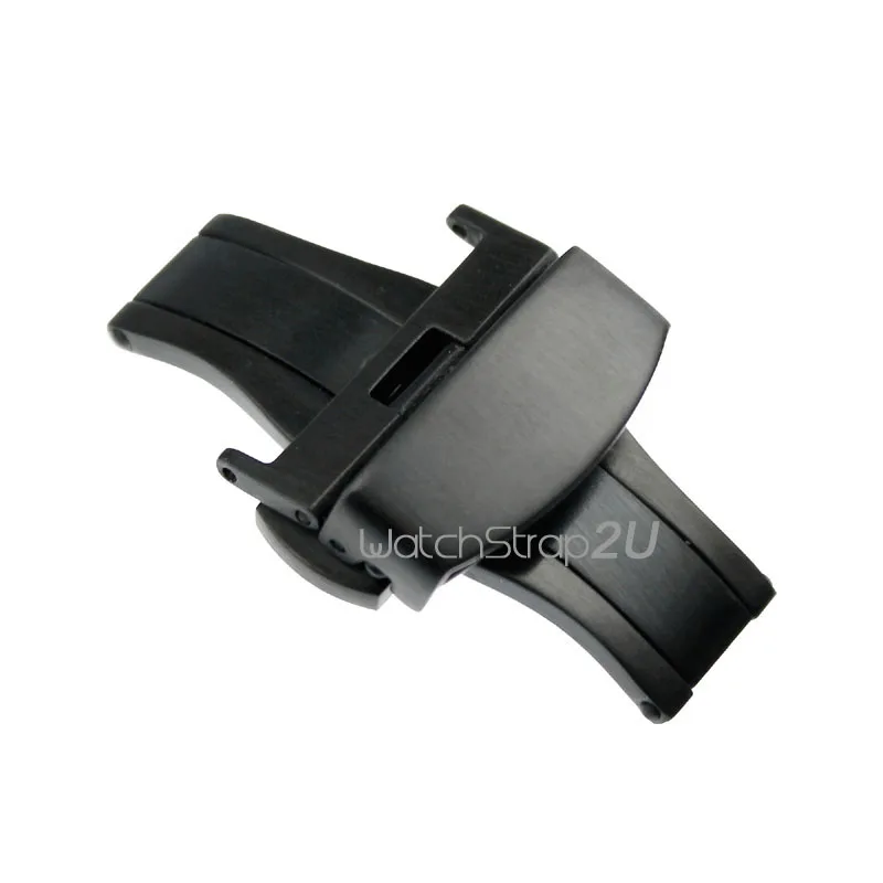 16 ~ 22 мм матовая черная бабочка застежка кнопки для кожаного ремешка часов|butterfly