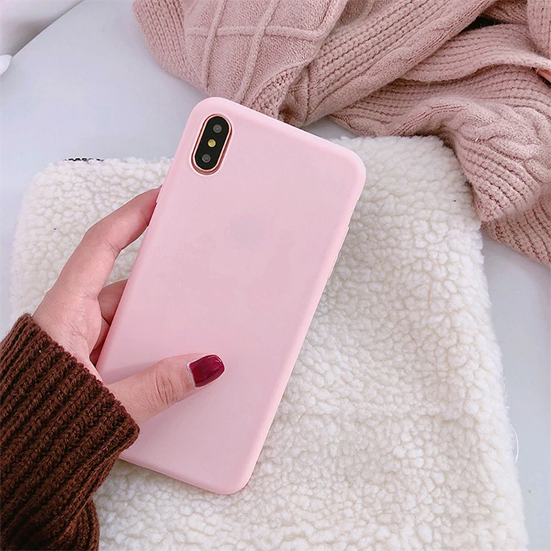 Розовый Чехол для телефона Ottwn карамельного цвета s для iPhone 11 Pro Max 7 Чехол 8 Plus X XR XS Max ультратонкий задний Чехол 5 5S SE 6 6splus мягкий силиконовый - Цвет: Розовый
