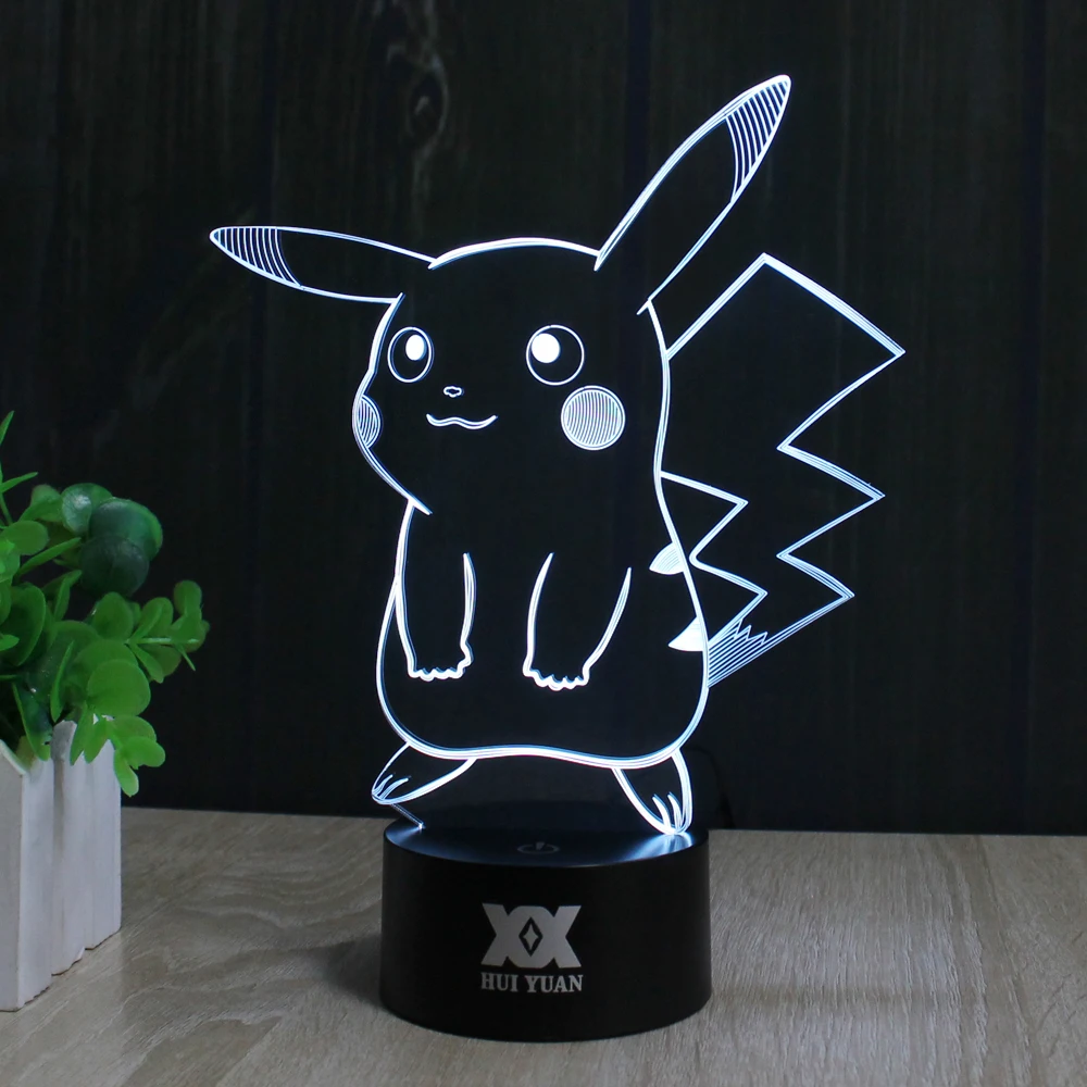 Крутой Пикачу 3D лампа Покемон мультфильм светодиодный ночник 7 цветов Новинка USB Рождественское украшение на стол для дома лампа игрушка-подарок для детей