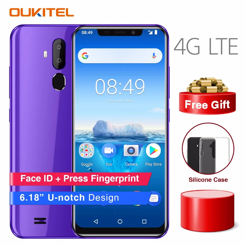 OUKITEL C12 Pro 6 18 &quot19:9 Android 8 1 мобильный телефон MT6739 четырехъядерный 2G RAM 16G ROM отпечаток