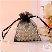 9x12 cm Смешанные цвета подарок с ювелирными изделиями и органзой сумки мешочек из прозрачной органзы рекламные подарки индивидуальный Логотип Сумки 100 шт./лот - Цвет: Black