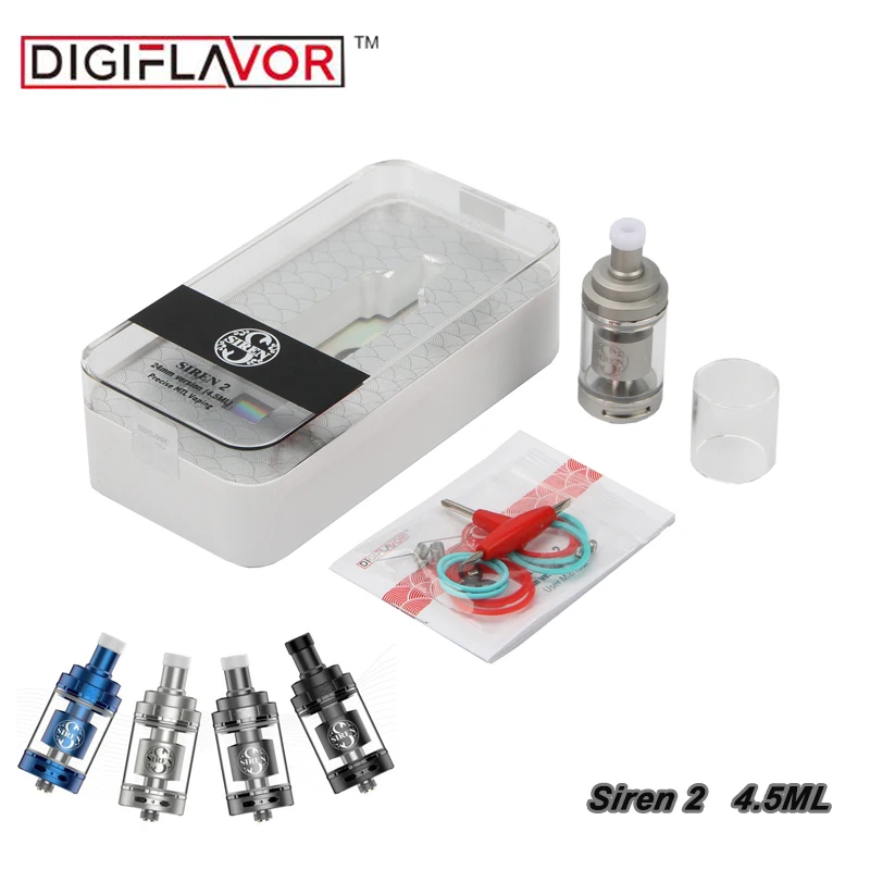 Оригинальный Digiflavor Siren 2 v2 GTA MTL бак пульверизатора 4 5 мл Поддержка Дерлена и SS 510