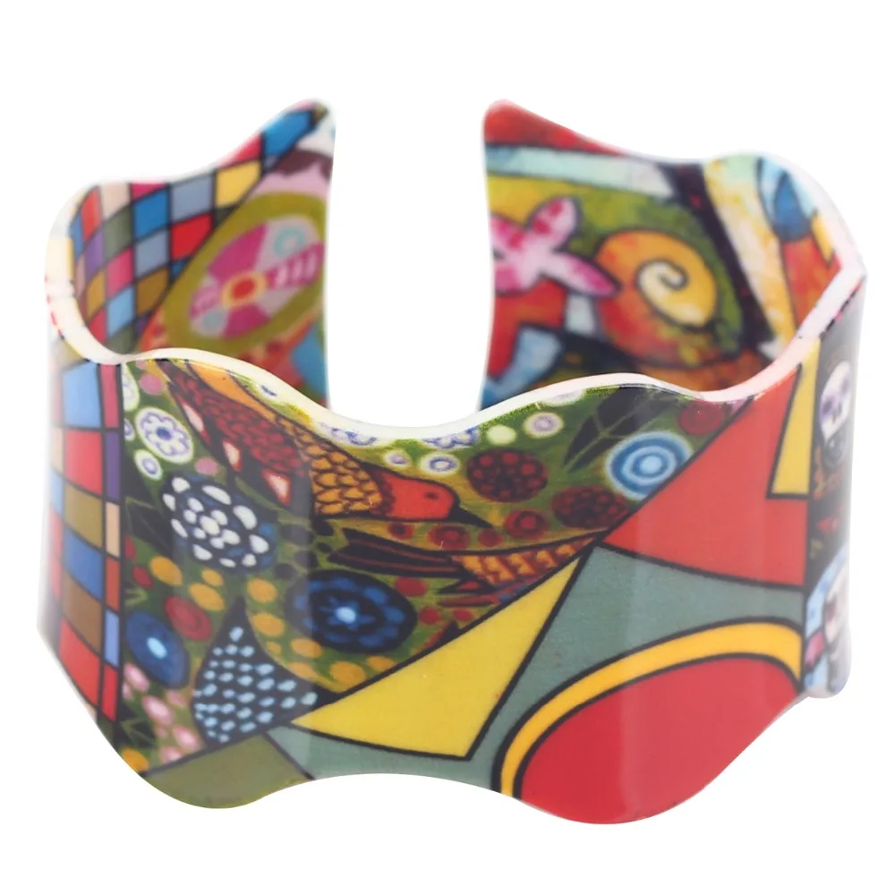 Bonsny Acrylic Cute Colorful Pattern Bangle News 2017 Fashion Jewelry Women Girl Spring SUmmer Decoration Bracelets AB060 | Украшения и