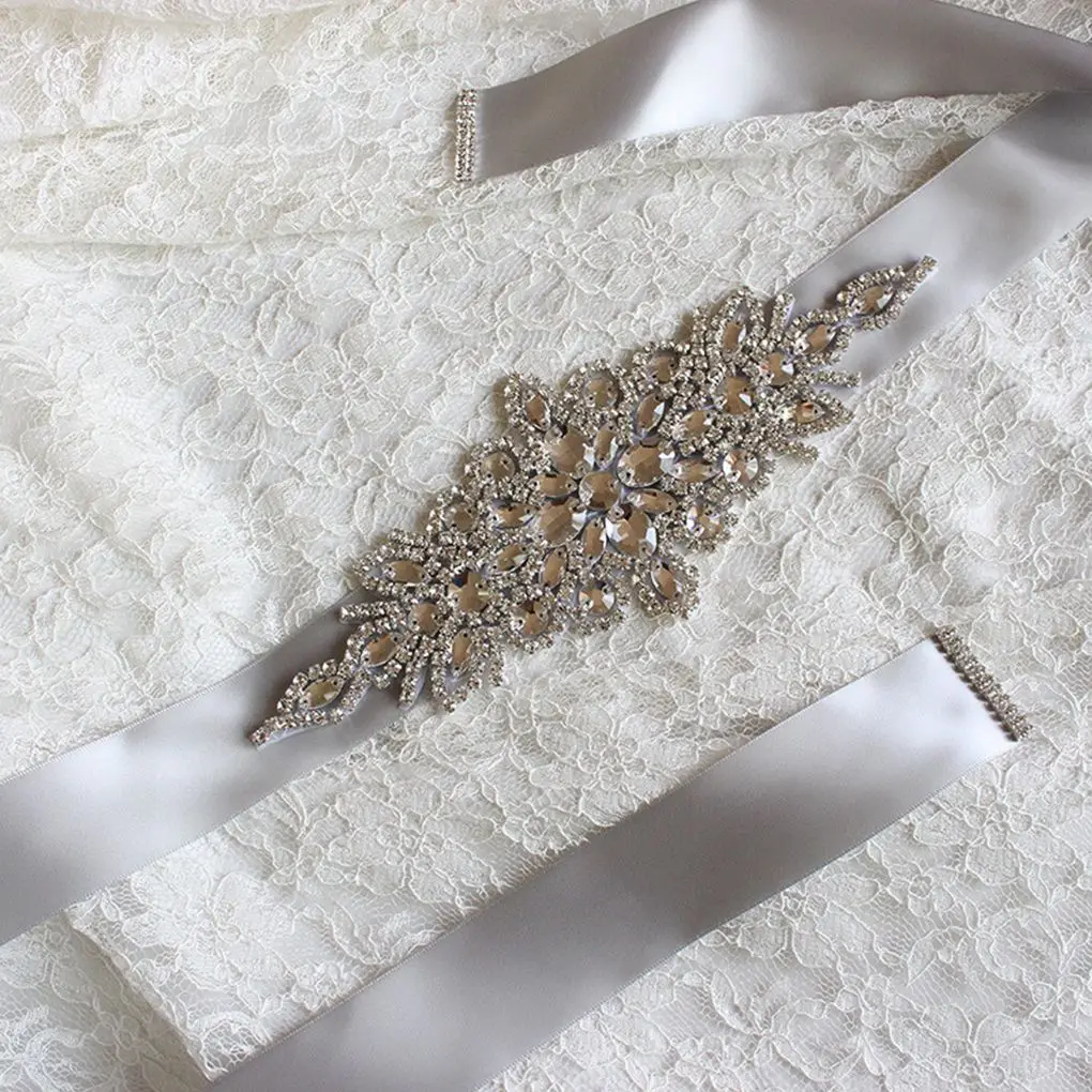 

Wedding Ribbons Bridal Belt Dress Prom Crystal Sashes Evening Party Handmade Rhinestones Waistband