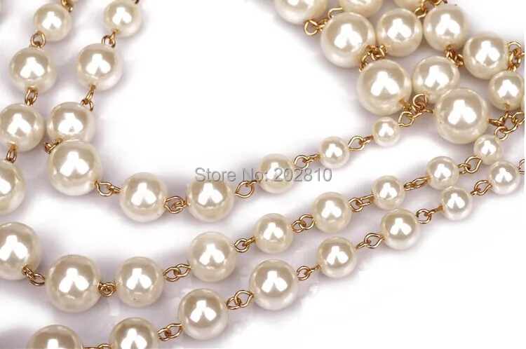 Ожерелье с жемчугом для девочек 5 слоев золотистое колье длиной 50 см Модная