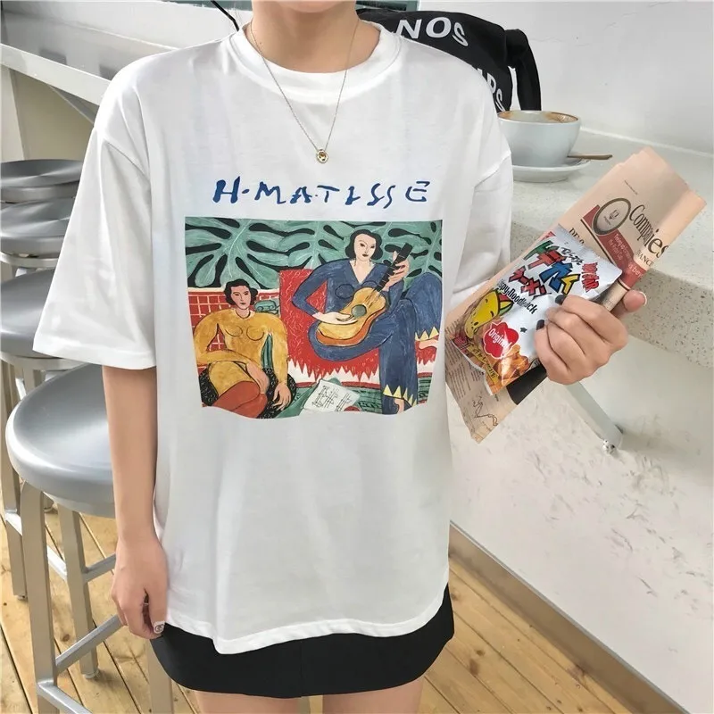 Модная женская футболка с картиной Henri Matisse La Musica корейская модная Милая графикой