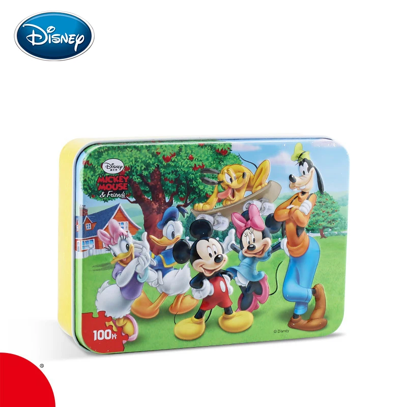 Дисней железный ящик головоломка деревянные игрушки Раннее Обучение 60 шт. Микки