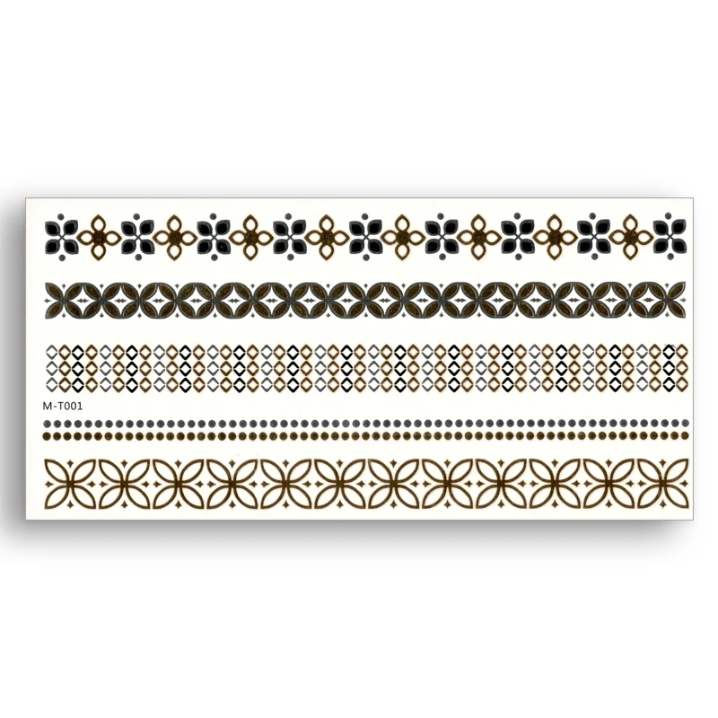 Временные фальшивые татуировки золотого и серебряного цвета цепи