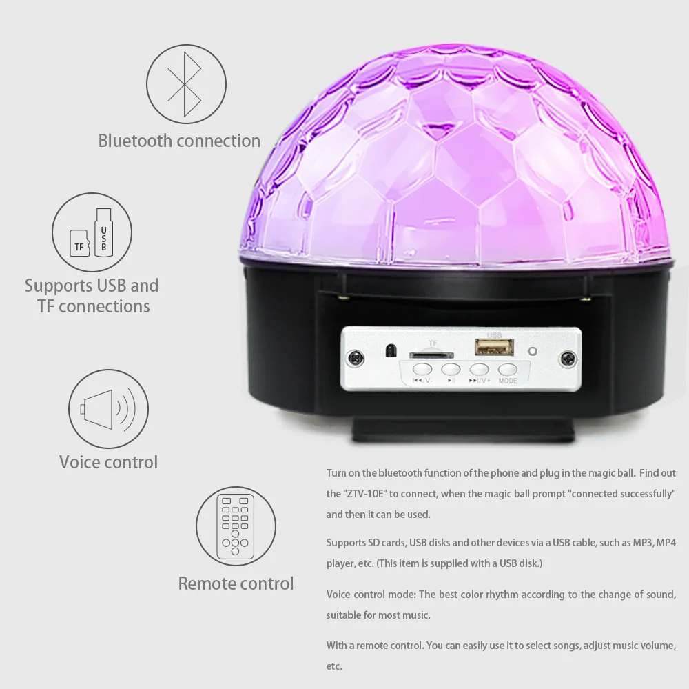 Фото Светодиодный сценический светильник 25 Вт с поддержкой Bluetooth, 9 цветов, сценический светильник, эффект дистанционного управления, 3 режима звукового управления, вечерние светильник №2