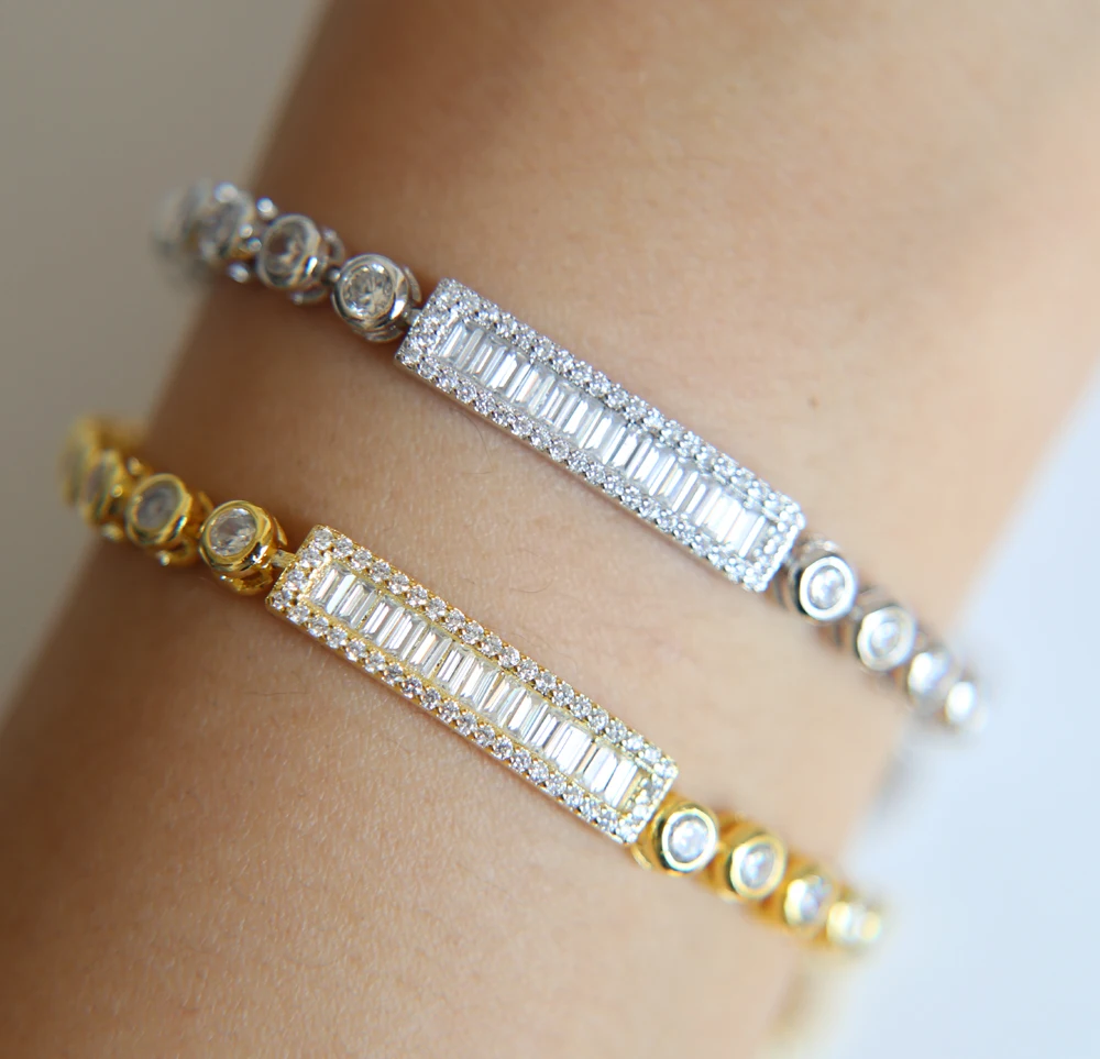 Акция высокое качество простой блестящий браслет из фианита женские новые