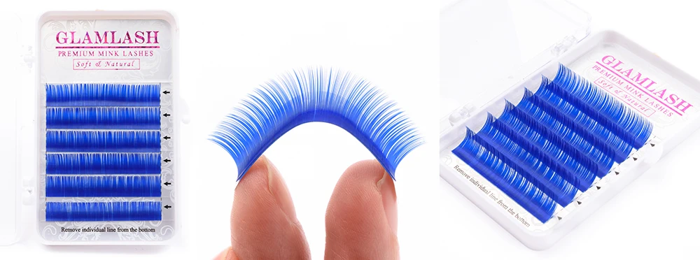 GLAMLASH Цвет наращивание ресниц Фиолетовый Синий Коричневый темно коричневый зеленый красный индивидуальный искусственный норки Мягкие Накладные ресницы
