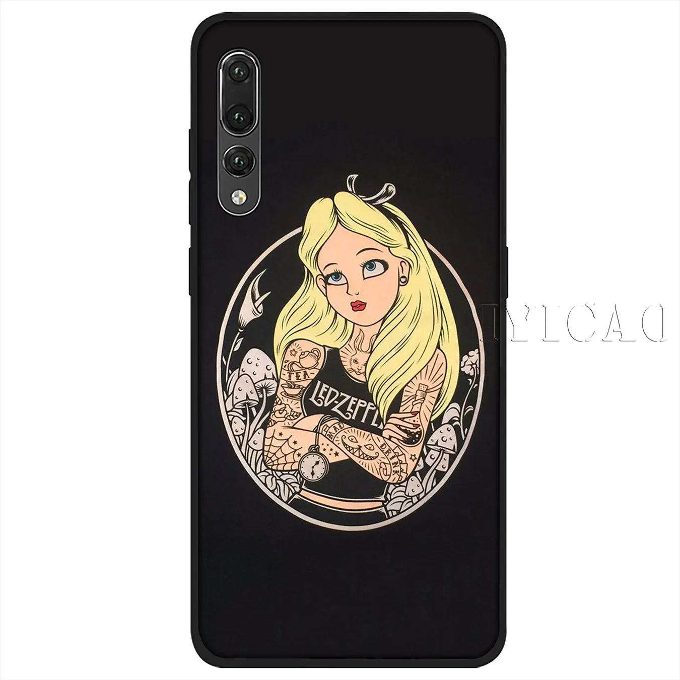 IYICAO Tattooed Alice Ariel Jasmine princess cartoon Soft Case for Huawei P30 P20 Pro P10 P9 P8 Lite Mini 2017 P smart Z 2019 |