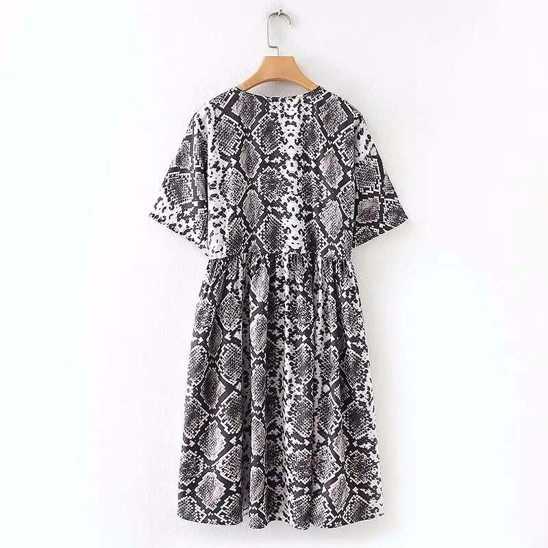 Женское винтажное платье мини со змеиным принтом свободное повседневное