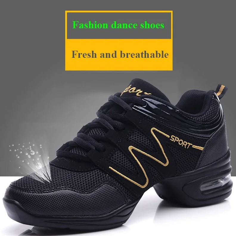 Women's breathable air mesh square dance shoes white black soft bottom sneakers setting-up exercise with cushion | Спорт и