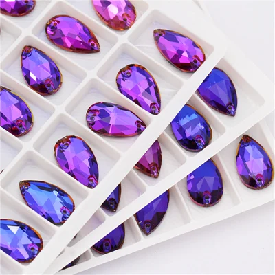 Violet Blue Vitrail розовые хрустальные стразы для шитья, декоративные стразы с плоской задней стороной, хрустальные украшения, высокое качество, художественный и ремесленный доступ - Цвет: Violet Blue