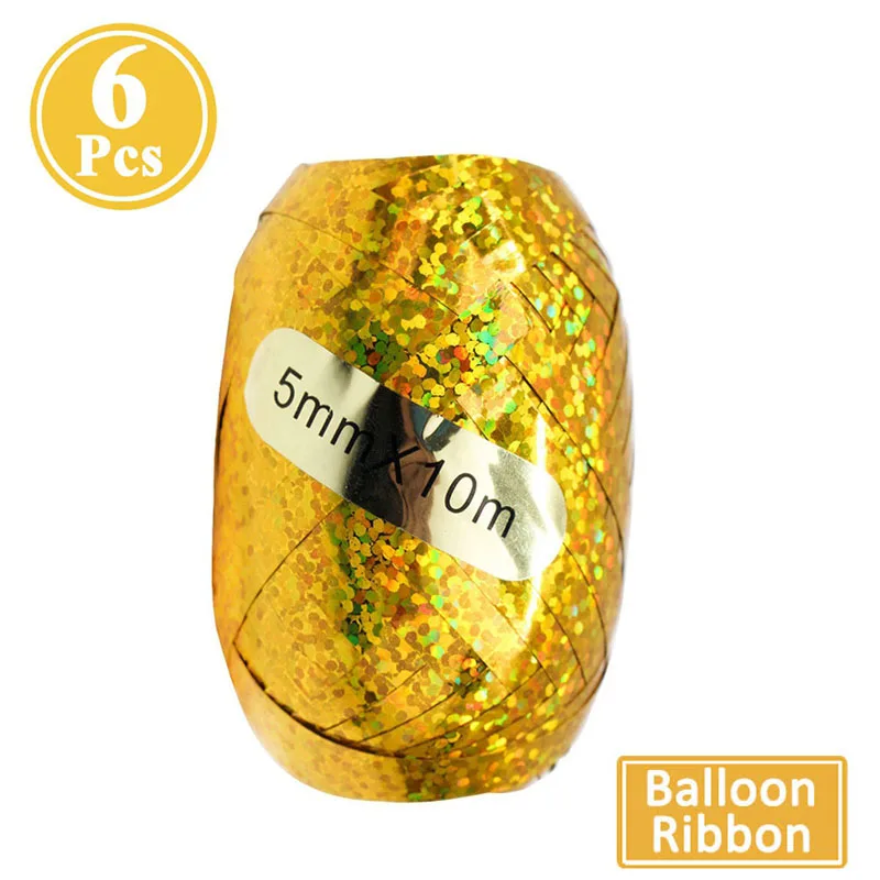 6pcs ribbon gold 20 шт 12 дюймов латексные конфетти Воздушные шары Декорации с днем рождения Дети Взрослые его мальчик девочка Свадьба партии поставки Babyshower - Цвет: 6pcs ribbon gold