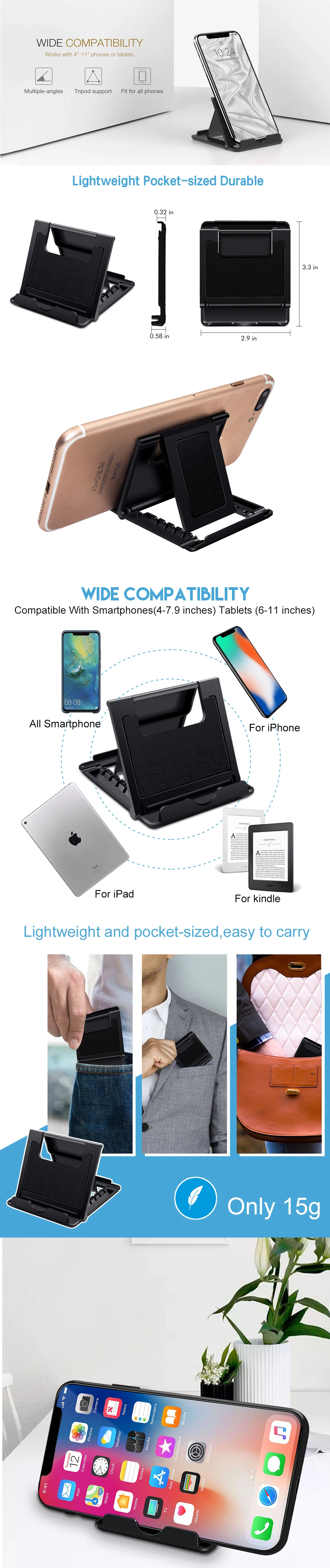 Универсальный складной держатель для планшета Ascromy для iPad Mini Pro samsung Tab nintendo Switch iPhone X 8 LG Настольный держатель для сотового телефона