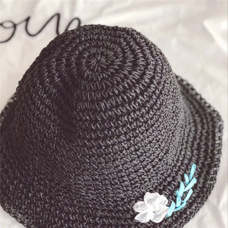 Inside 53cm Children Summer Hat Baby Beautiful bonnet Accessories Baby Sun Hat Flower bonnet Holiday Cap Bohe Straw Hat