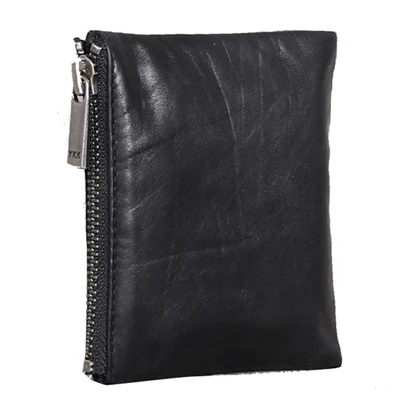 Black Alisara Coin Purses Women Wallets Genuine Leather Men Cowhide Wallet Mini Purse Small Coin Pouch Zipper Bag Card Holder Pocket - Цвет: Black
