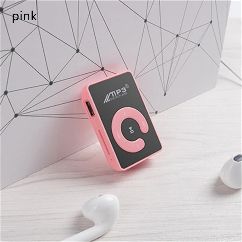 Розовый Детский MP3 плеер с зажимом. С поддержкой TF слот для карт. 6 цветов - Цвет: Розовый