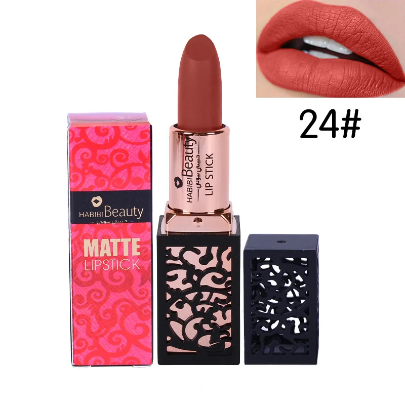 Habibi beauty, матовая помада, 24 цвета, водостойкая, длинный, прочный batom, телесный, коричневый, кремовый, тыквенный, увлажняющий, lipstic HB16 - Цвет: 24