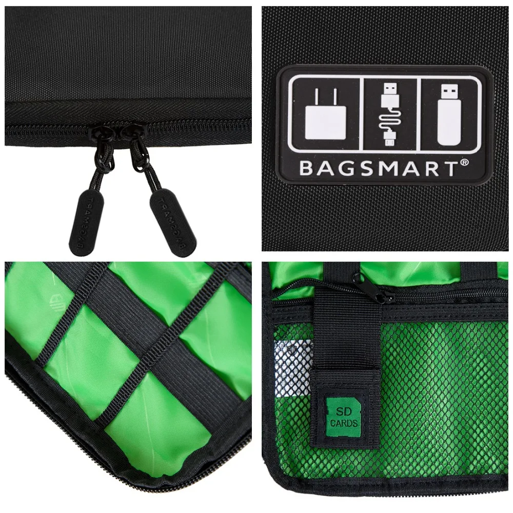 Bagsmart путешествия электронные аксессуары сумка-Органайзер для цифровых устройств, нейлоновые сумки на плечо для наушники линии передачи данных SD карты USB кабель