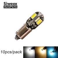 10 pcs ba9s car led bulbs t4w 8 smd 5730 auto interior dome reading side marker door lamps 12v warmwhite license plate lights
