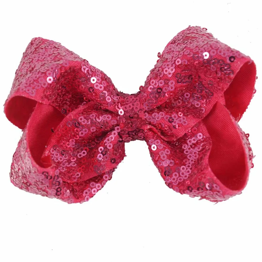 

CN 1PC 5" Messy Sequin Hair Bows With Clips For Kids Girls Boutique Bling Plain Ribbon Bows Hairgrips Hair Accessories