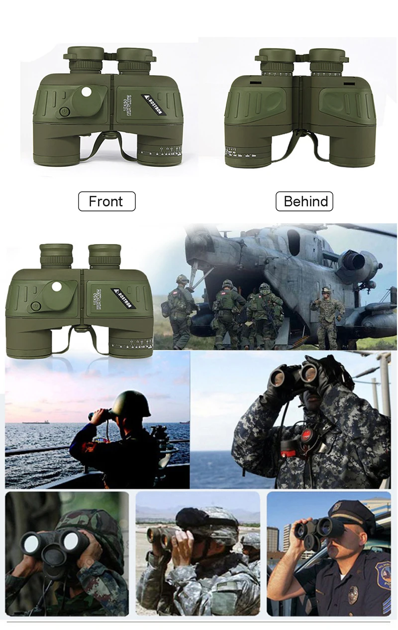 Германия военный HD мощный компас в диапазоне Бинокль Профессиональный Водонепроницаемый морской 10x50 зум бинокулярный телескоп для Vovage