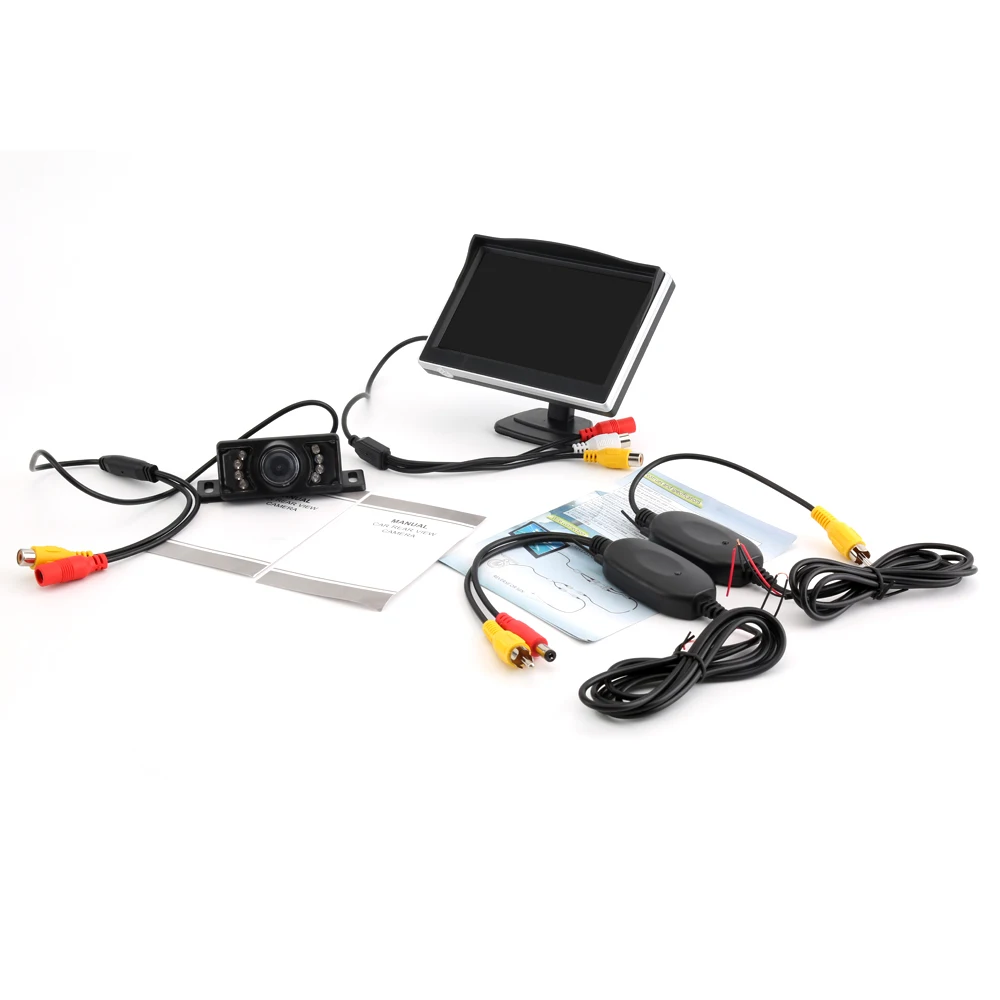 Wireless Waterproof HD Reverse Backup 7 Led Car Rear View Camera+ 5 inch LCD Display Rear View Monitor Car Monitor