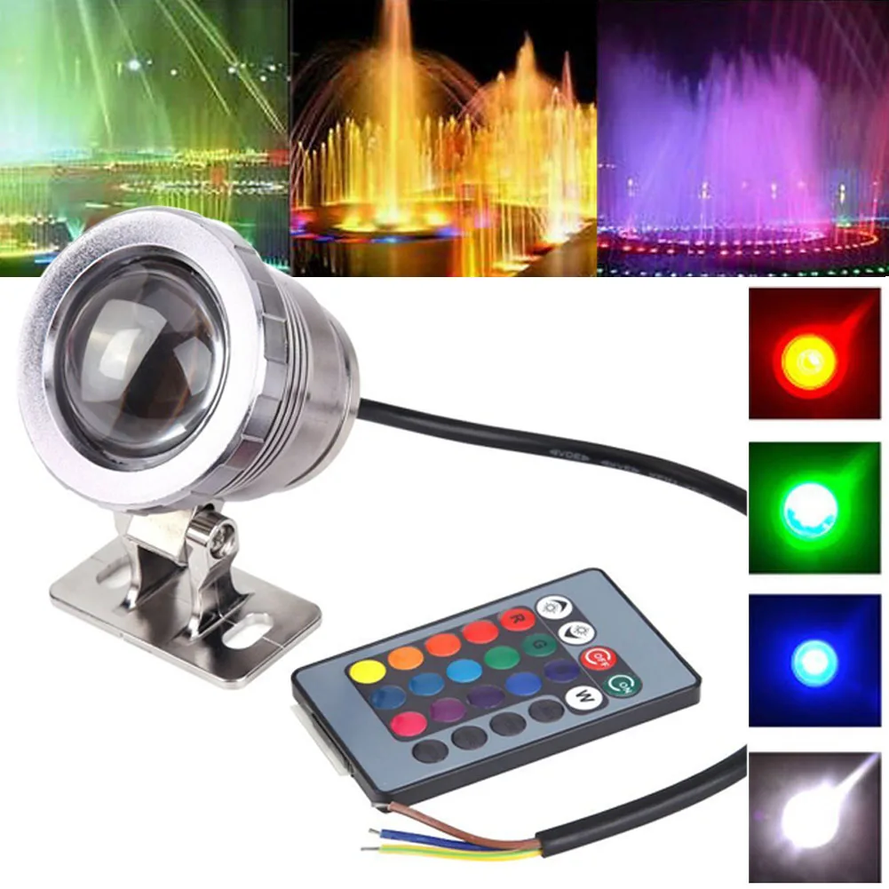 

Светодиодная Подводная Водонепроницаемая уличная лампа 10 Вт RGB для бассейна, пруда, фонтана, магазина TSH