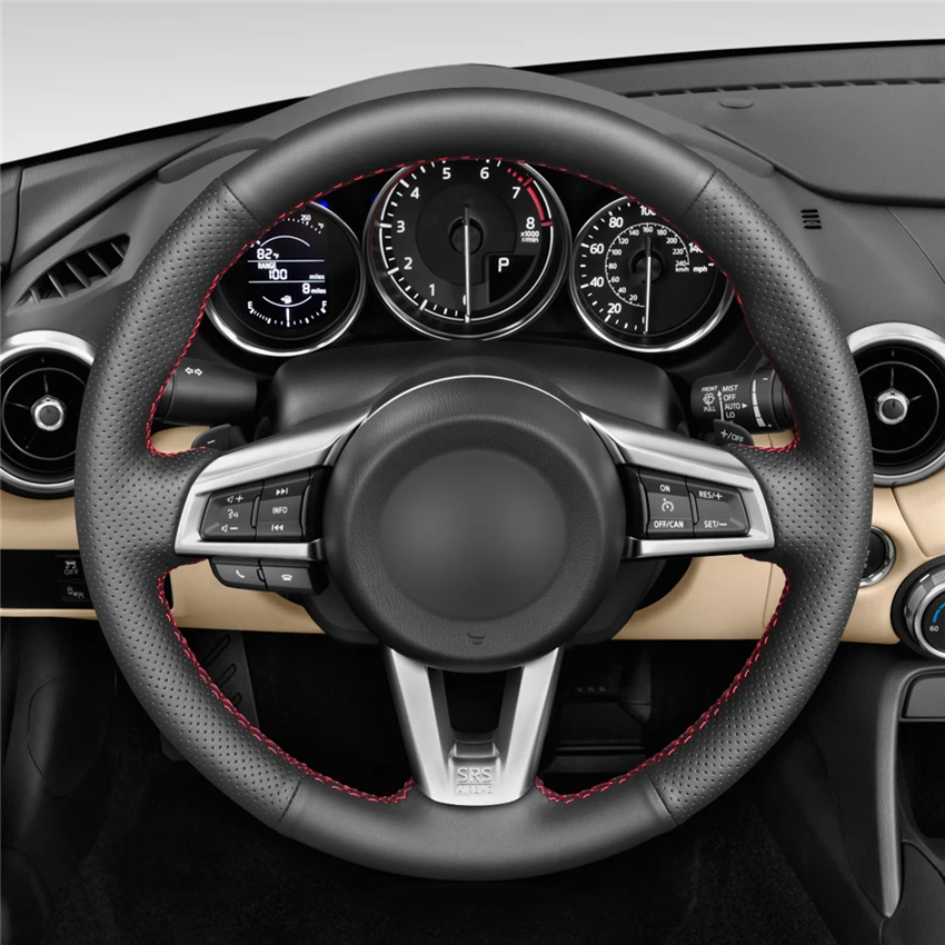Чехол рулевого колеса автомобиля MEWANT для Mazda MX 5 черный нескользящий ручной