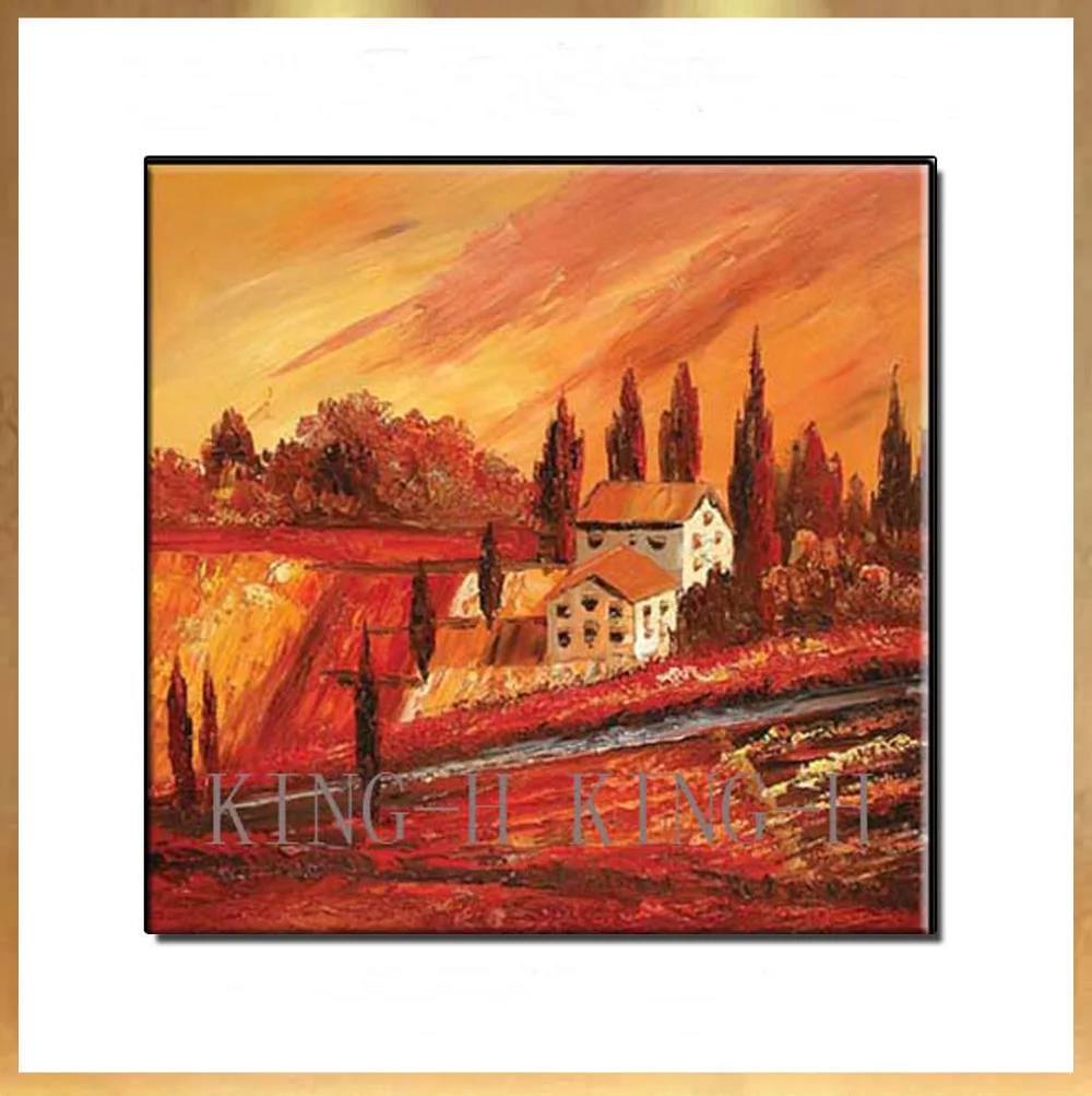 Painting Scenery Landscape Pastoral Scenery Red Rustic Landscape Rural Porch Of Gules Sofa Hall No Framework