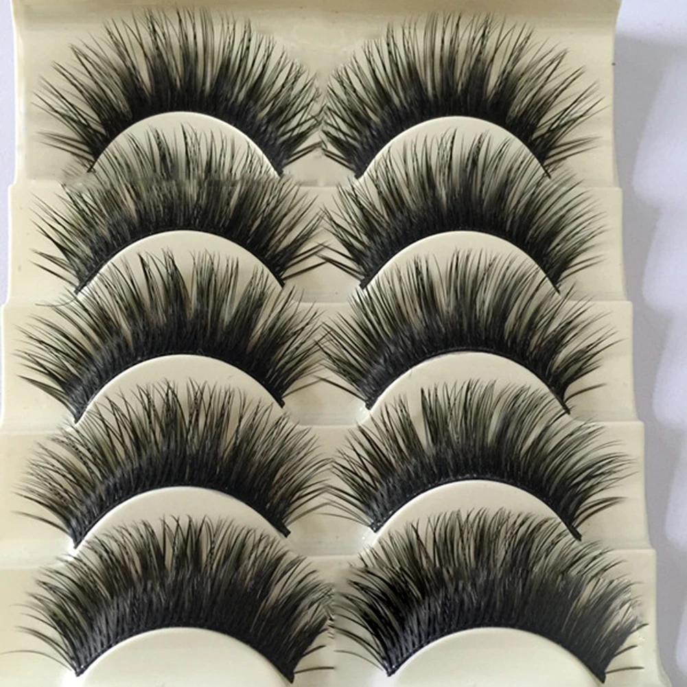 5 пара Красота преувеличены длинный толстый крест мягкие Поддельные Накладные