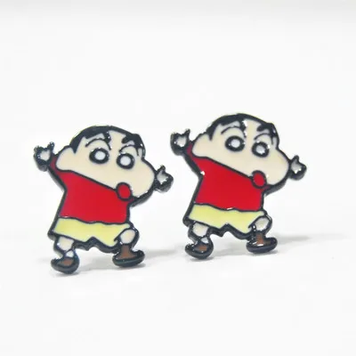 see chart IVYYE Crayon Shin-chan Япония Мода Аниме Сережка с героями мультфильмов милые серьги-гвоздики с животными для женщин девочек детские ювелирные изделия Рождественский подарок - Окраска металла: see chart