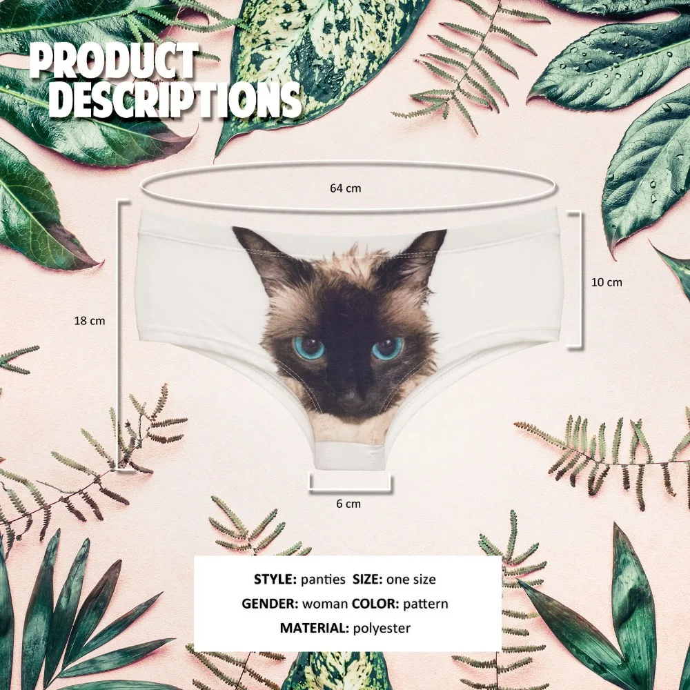 LEIMOLIS Siamese cat белые сексуальные трусики с забавным принтом женское милое нижнее