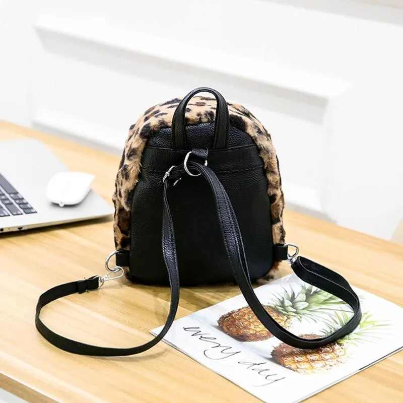 Женский леопардовый маленький рюкзак WEIXIER школьные дорожные сумки через плечо