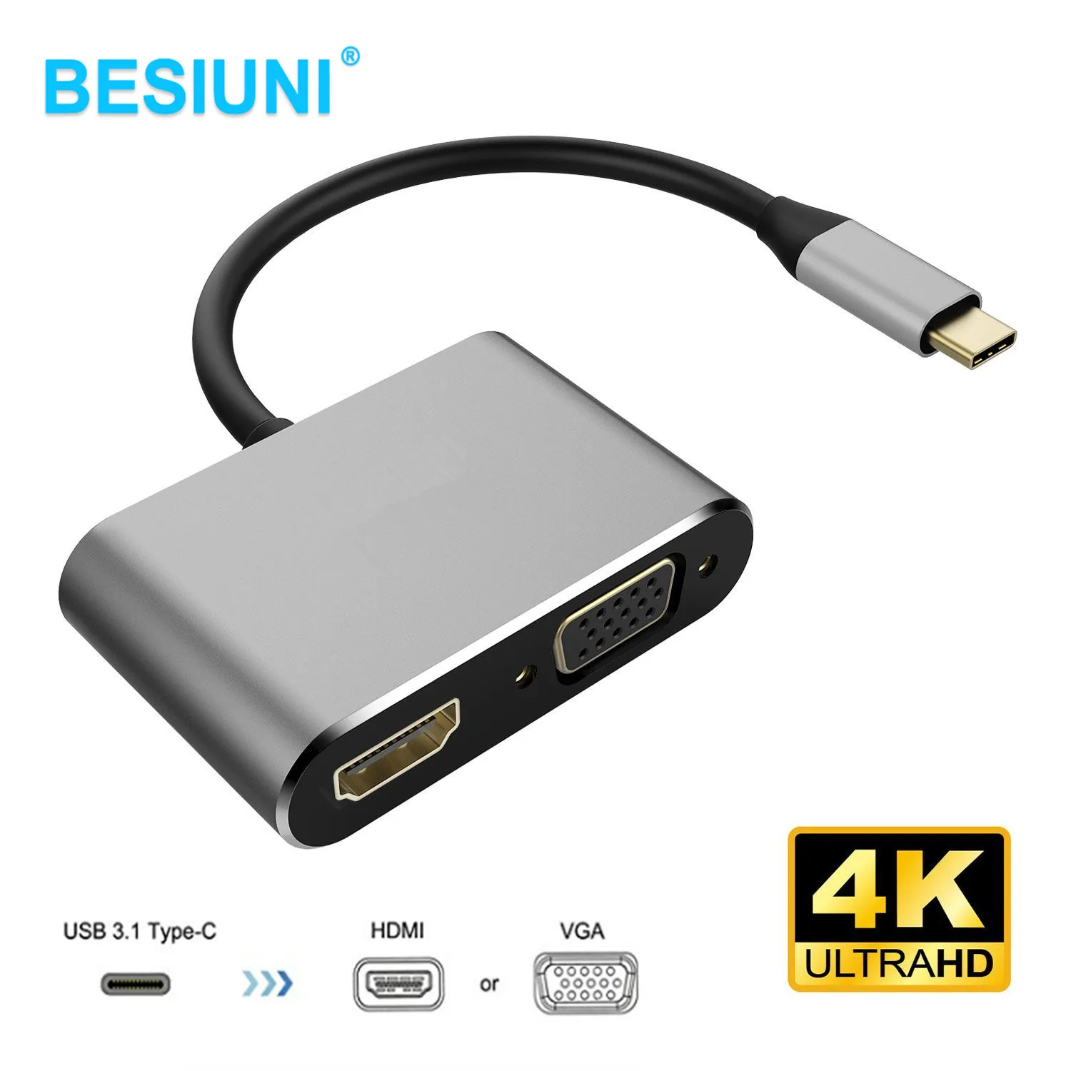 Тип c концентратор USB C док-станция Тип c к HDMI USB3.0 VGA PD адаптер для MacBook samsung huawei Тип c конвертер 3 в 1