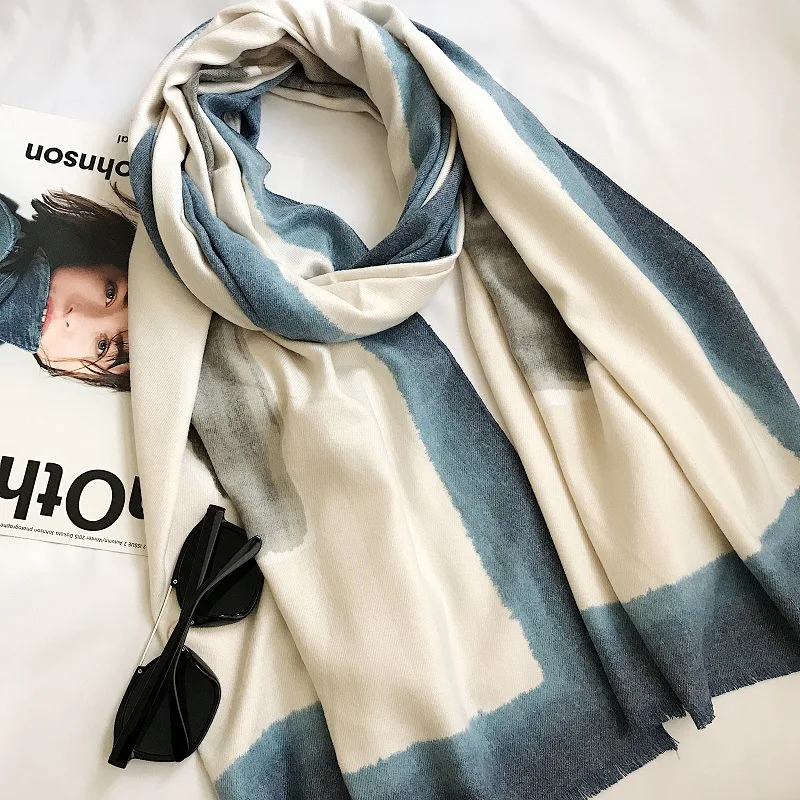 Tie Dye Цвет кашемир чувствовать себя шарф пашмины осень зима толстый теплый