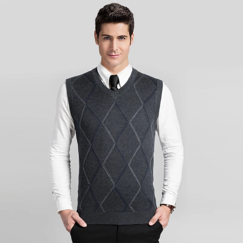 2016 новый дизайн Осенний модный мужской шерстяной свитер с треугольным вырезом