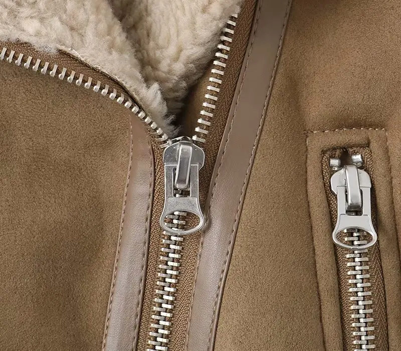 Winter Jacket Women Lamb Fur Thick Outerwear Solid Slim Zipper Flocking Overcoat For Female Causal Winter Women Jacket New