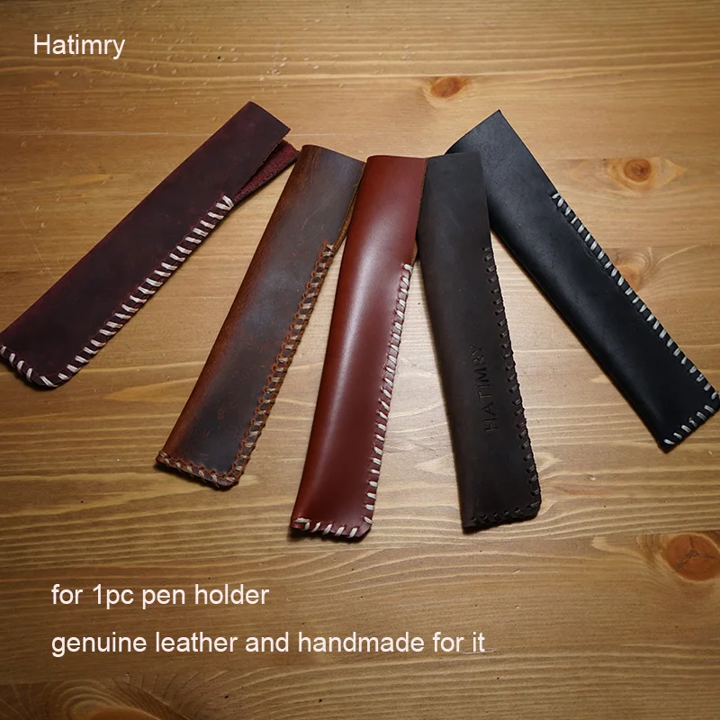 

Hatimry Penbag for 1pc pen genuine leather handmade for travelers notebook pencil case pen bag and pen holder single pen