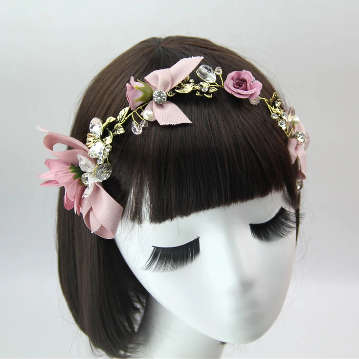 Ручная изготовка жемчужной кристальной цветочной короны для волос на свадьбу и вечеринку. Аксессуары для невесты, вечеринок, выпускного и дамы.