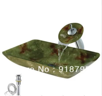 

Bathroom Tempered Glass Handcraft Counter Top Vessel Sink Cloakroom Rectangular Above Counter Wash Basin VT4222