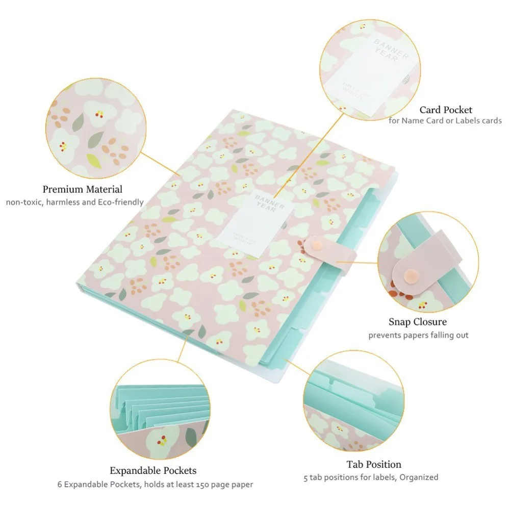 Папка для документов с цветочным принтом гармошка расширяющийся Органайзер