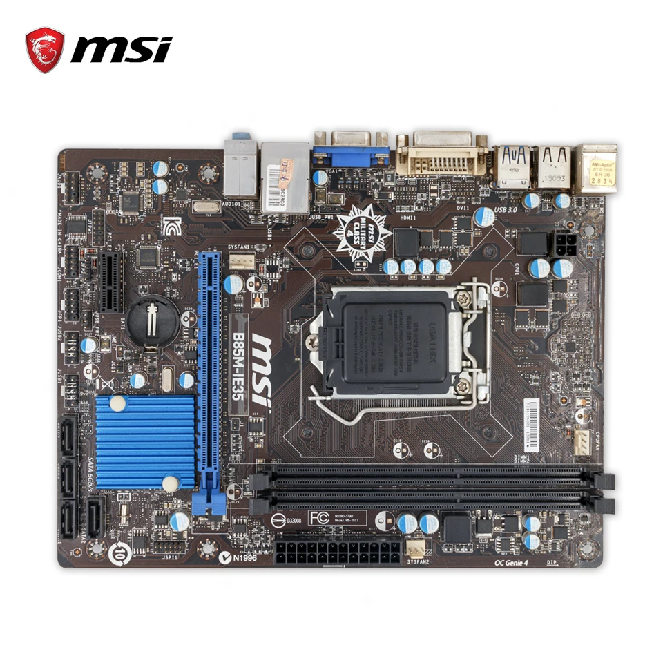 Оригинальный MSI B85M IE35 рабочего Материнская плата B85 разъем LGA 1150 i3 i5 i7 DDR3 16 г SATA3 USB3.0