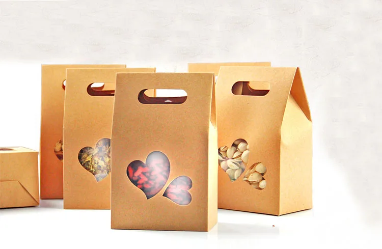 

10*15.5*6cm 20pcs Quality packaging Kraft paper Stand Up bag Food window box Bags of nuts/Tea/Cake/Cookies/Coffee bags